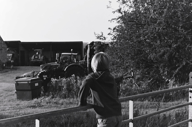 tractors in the evening